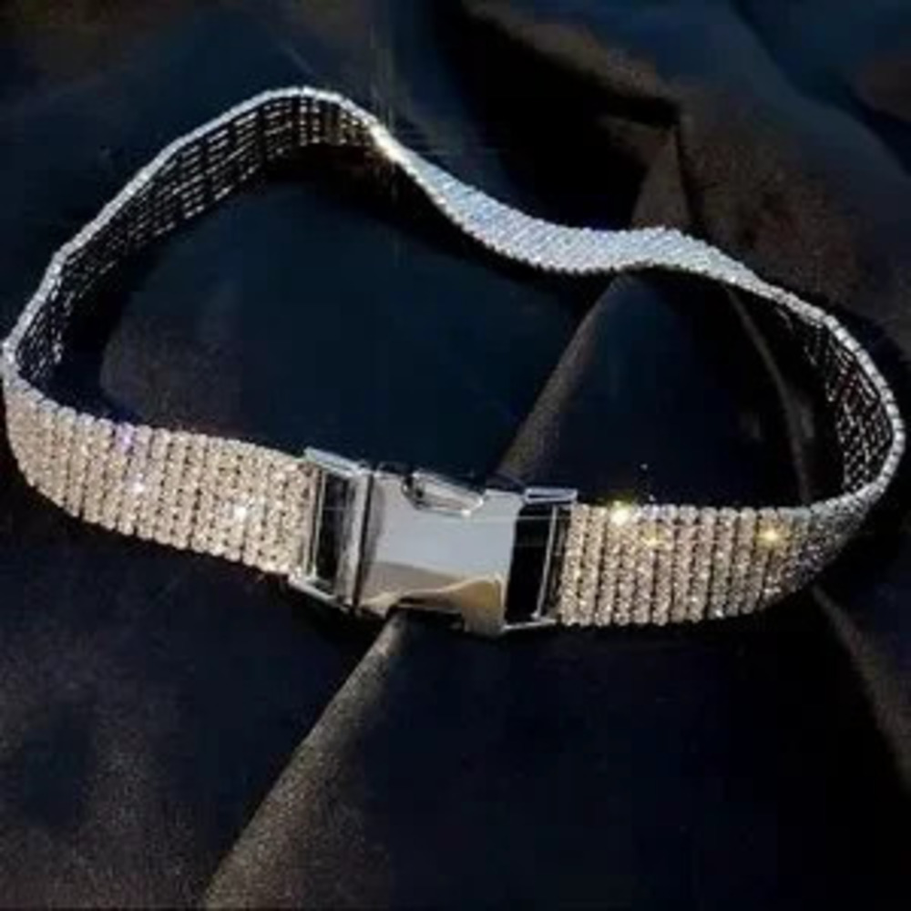 Womens Rhinestone Chokers Necklaces 15.5 - Picture 2 of 5